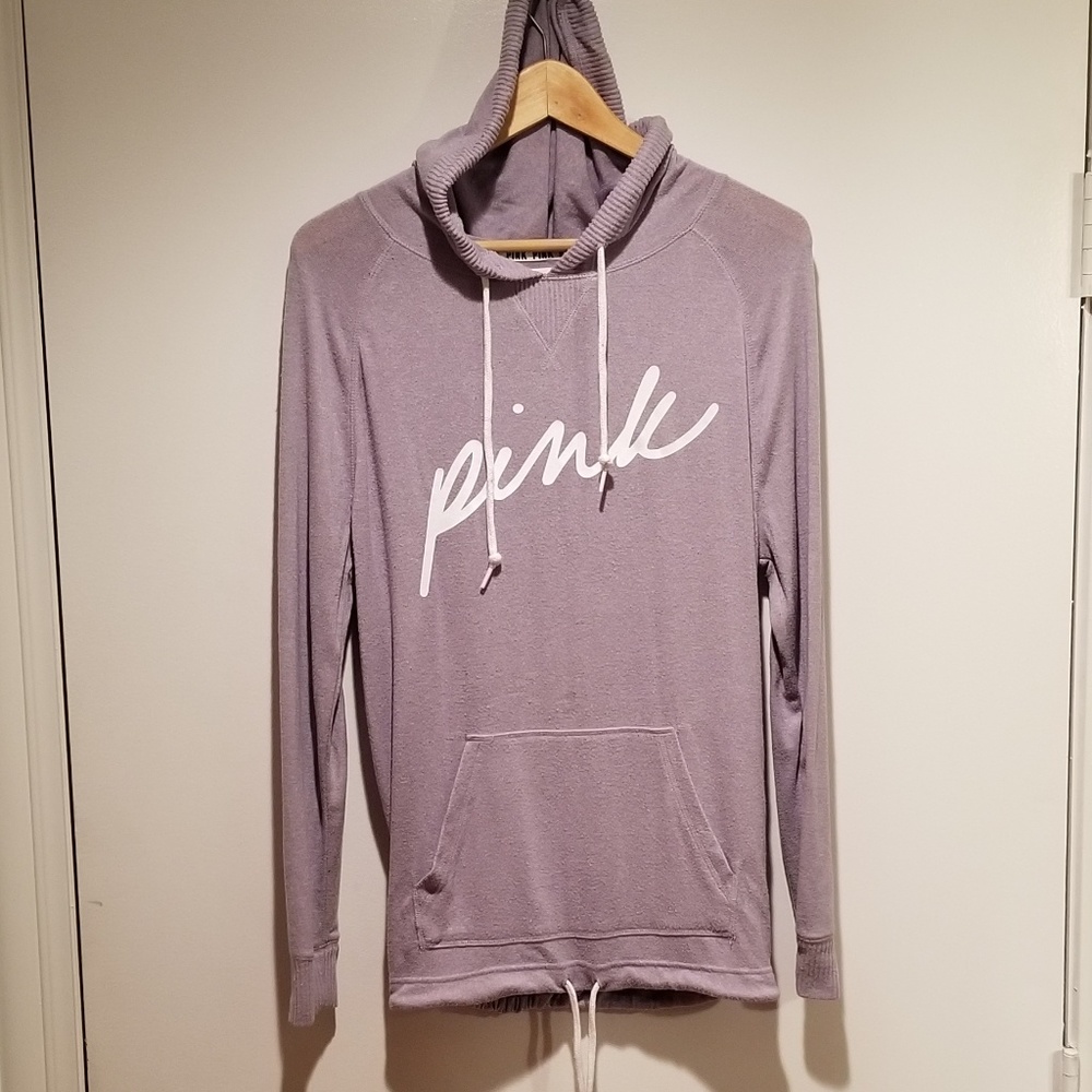 Pink  Hoodie with bottom drawstring